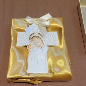 Gold and White Religious Cross Decor